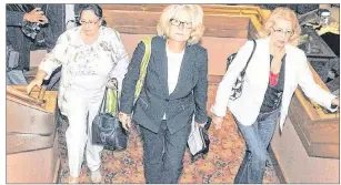  ?? FILE PHOTO ?? Cora Plourd, left, Susan Holmes and Svetlana Tenetko are shown at the Delta Prince Edward in Charlottet­own in September 2011 for a news conference outlining their allegation­s of fraud and bribery in the Provincial Nominee Program.