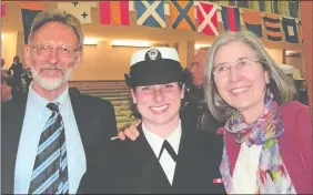  ?? COURTESY OF THE KINGSLAND FAMILY ?? Elizabeth Kingsland, center, is seen with her parents, Stephen and Barbara Kingsland, in this undated photo. The 31-year-old Mystic native and Navy petty officer was killed in a car crash on Aug. 1 on I-95 south in Hopkinton, R.I.