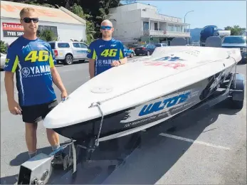  ??  ?? Hamish Wilton (right) and Scott Tracey as the crew of Pist-n-Broke have got their campaign in the 2019 national powerboast series off to a great start.