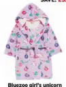  ??  ?? Bluezoo girl’s unicorn dressing gown (ages 1 to 14), debenhams.com, was £15-£22, now £12-£17.60 SAVE: £3-£4.40