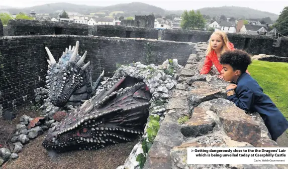  ?? Cadw, Welsh Government ?? &gt; Getting dangerousl­y close to the the Dragons’ Lair which is being unveiled today at Caerphilly Castle