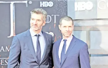  ?? — Reuters file photo ?? Benioff and Weiss arrive for the premiere of the final season of 'Game of Thrones' at Radio City Music Hall in New York, recently.