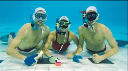  ??  ?? Sinking feeling: The lung capacity required for, from left, Jesse, Elle and Jake Hocking to compete in their chosen sport takes years to develop.