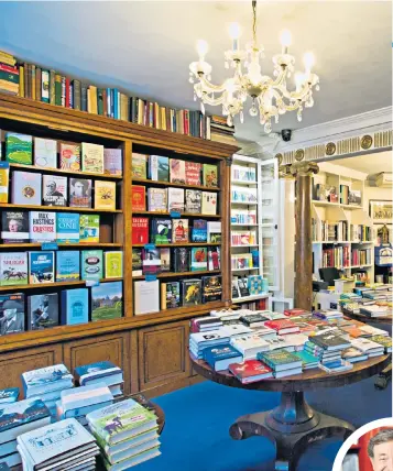  ??  ?? ‘The Queen’s favourite bookshop’: Heywood Hill in Mayfair; its chairman Nicky Dunne, inset right