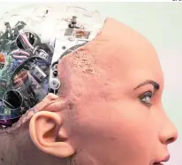  ?? EFE ?? Detalle de la cabeza de la robot Sofía, humanoide diseñada para mantener complejas charlas y expresar más de medio centenar de emociones