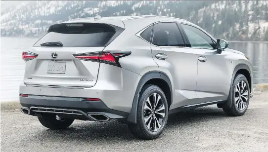  ?? PHOTOS: LEXUS ?? At the rear of the 2018 Lexus NX 300 are slightly wider tail lights, and creases in the tailgate. A redesigned bumper has larger tailpipe openings on the F Sport.