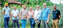  ?? ?? Swiss experts with BaursMD/CEO Rolf Blaser and Deputy MD/ Director Agricultur­e Janaka Gunasekara at a farm during their 10-day study visit to Sri Lanka