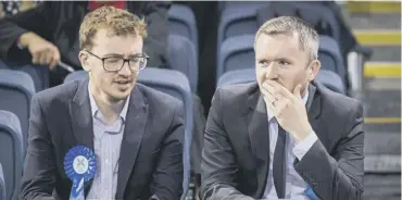  ?? ?? Scottish Conservati­ve David Meikle, right, at the Glasgow City Council count