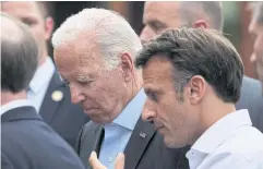  ?? REUTERS ?? US President Joe Biden and French President Emmanuel Macron at the G7 leaders’ summit held in Germany in June.