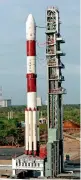  ?? — PTI ?? Isro’s PSLV-C38 at the first launch pad in Sriharikot­a, AP, on Thursday, a day before its launch.