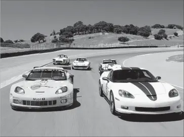  ?? Richard Prince General Motors ?? CORVETTES circle the track at Mazda Raceway Laguna Seca in 2010 as part of a Le Mans 50th anniversar­y celebratio­n. An effort by motoring enthusiast­s to take control of the famed track has been rebuffed.