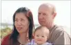  ??  ?? Emotional interview: David and Wendy Farnell, parents of Gammy, with daughter Pipah, told Australia’s 60 Minutes, ‘‘We did not abandon our son’’.