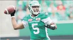  ?? MICHAEL BELL ?? Veteran quarterbac­k Kevin Glenn was released by the Saskatchew­an Roughrider­s on Thursday.