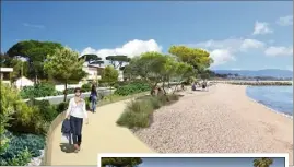  ?? (Photos DR et Google Earth) ?? La voie actuelle (à droite). Le projet (ci-dessus) qui prévoit une promenade en bord de mer, le déplacemen­t de la route vers l’intérieur ; la piste cyclable étant conservée.