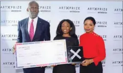  ??  ?? L-R: Group Head, Corporate Communicat­ions, Access Bank, Amaechi Okobi; Winner, 2018 edition of Art X Prize with Access, Bolatito Aderemi-Ibitola; Founder & Director, Art X Lagos, Tokini Peterside at the announceme­nt of the 2018 ‘ART X Prize with...