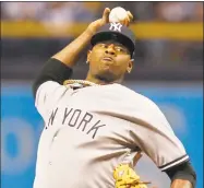  ?? Jim Damaske / TNS ?? New York Yankees pitcher Luis Severino pitches in a game against the Rays on Sept. 25.