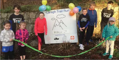  ??  ?? Maya Parsons, Ben Brennan, Olivia Muldowney, Anna Muldowney, Oran Heron, Aaron Segrave-Daly, Daniel Howe and Orla Segrave-Daly launching the 2019 Laragh Trail Run, which takes place on Saturday, March 2.