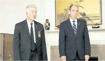  ?? HANDOUT ?? David Lynch and Miguel Ferrer in the new version of Showtime’s Twin Peaks.