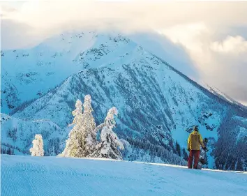  ??  ?? A snowboarde­r at Revelstoke Mountain Resort.