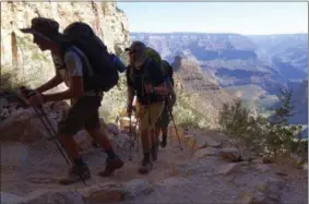  ?? ROSS D. FRANKLIN — THE ASSOCIATED PRESS FILE ?? A long line of hikers head out of the Grand Canyon along the Bright Angel Trail at Grand Canyon National Park, Ariz. The National Park Service is floating a proposal to increase entrance fees at 17 of its most popular sites next year.