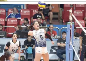  ??  ?? THE NU LADY BULLDOGS are now 4-0 in UAAP Season 80 after surviving the La Salle Lady Spikers in five sets yesterday.