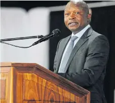  ?? /GCIS ?? Finding a cure: Deputy President David Mabuza delivers an address at the presidenti­al health summit. Mabuza signalled an inclusive approach, saying all sectors had to be involved to realise universal access to health-care services.