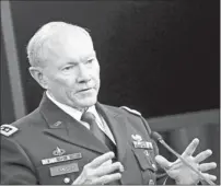  ?? WIN MCNAMEE/GETTY IMAGES ?? Gen. Martin Dempsey, the chairman of the Joint Chiefs of Staff, said a smaller Army must serve not only the needs of the country but also provide battlefiel­d support to other segments of the military.