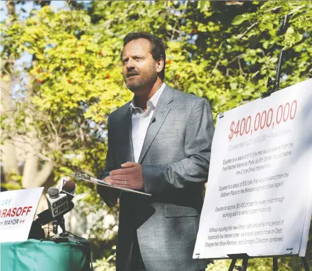  ?? MICHELLE BERG ?? Cary Tarasoff made his entry into politics Friday when he announced his candidacy for mayor of Saskatoon.