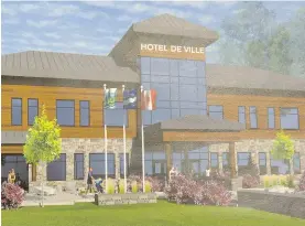  ??  ?? An artist’s drawing of the proposed $10-million town hall complex for the town of St-Lazare.