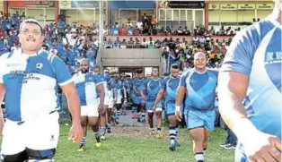  ?? Picture: SOURCED ?? LET THE GAME BEGIN: Swallows and Progress players take to the field at the BCM Stadium for the Super 14 final last year