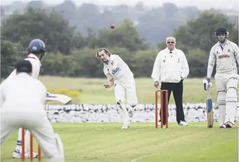  ?? ?? Bradshaw bowler Anthony Langton took 4-53 in the win over Triangle. Pic: Jim Fitton