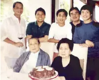  ??  ?? (Seated) Ricardo and Priscilla Puno; (standing, from left) Eric Puno, Rene Puno, Martin Puno Mapa, Butch Mapa and Luis Puno in 2012.