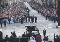  ?? FINAL GIG: Pallbearer­s carry the coffin of French musician Johnny Hallyday; ( top right), Johnny Hallyday and his wife Laeticia. Pictures: AFP ??