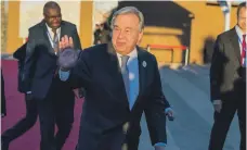  ?? EPA ?? UN Secretary General Antonio Guterres arrives at the intergover­nmental conference in Marrakech yesterday