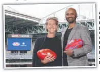 ?? ?? AFL’s Kylie Rogers and Crypto.com general manager Asia and Pacific Karl Mohan. Photo: Jonathan Di Maggio