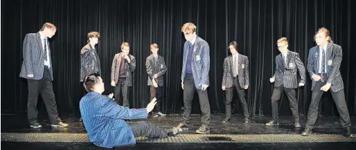  ?? PHOTO: CHRISTINE O’CONNOR ?? These violent delights . . . King’s High School pupils Zed Ramsay (left) and Daniel Honey (both 16) act in a fight scene from Shakespear­e’s Romeo and Juliet, which they will perform at the national University of Otago Sheilah Winn Shakespear­e Festival in Wellington next month. They are surrounded by (from left) Chris Klemetson (15), Cullan Rolton (16), Zac Bell (17), John Warman (15), Casey Jowsey (15), James McKenzie (16) and Toby Dobson (16).