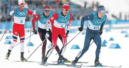  ?? Picture: PA. ?? Andrew Musgrave leads the way in the men’s skiathlon.