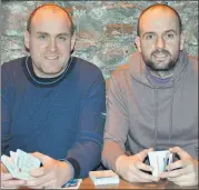  ?? (Pic: John Ahern) ?? TICKET MASTERS: INDIE22 organisers, Mark Noonan and Michael Maher, who were on ticket sales duty in Walsh’s Bar, Mitchelsto­wn last Saturday morning.