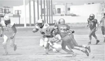  ?? CORTESÍA. ?? Apaches de la PVC ganaron de visita 160 a Topos de Delicias en la fecha 4 de la Liga de Futbol Americano Juvenil de Chihuahua. /