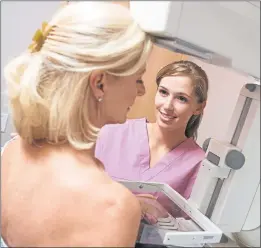  ?? PHOTO COURTESY FOTOLIA/TNS ?? Some women are having abnormal mammogram screenings after they’ve received their COVID vaccinatio­ns.