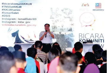  ??  ?? Datuk Seri Ismail Sabri speaking during the TN50 Community Dialogue held in Kota Kinabalu on Thursday.