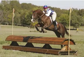  ??  ?? After a bad fall, Meg Johnson happened into reining in college
(top). She had previously climbed the ranks of eventing in her youth (below), including a trip to the North American
Young Rider Championsh­ips.