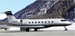  ??  ?? The Gulfstream jet: Parked near Swiss ski resort St Moritz
