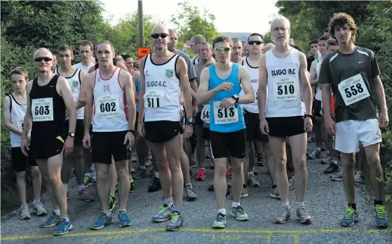  ??  ?? BACK IN NORMAL TIMES: Athletes gather for the start of the 2013 Tireragh 4 mile road road in west Sligo. Similar events are currently not allowed due to Covid-19 restrictio­ns.
GAA: