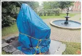  ?? DAVID BEBEE WATERLOO REGION RECORD ?? Donna Dubie, executive director of the Healing of the Seven Generation­s, hopes for a discussion about the racism Indigenous people face daily here. This comes as the now covered statue of Sir John A. Macdonald in Baden was vandalized again.