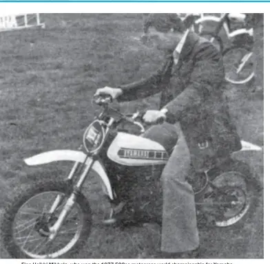  ??  ?? Finn Heikki Mikkola, who won the 1977 500cc motocross world championsh­ip for Yamaha, tries the tiny YZ80 for size at Jodoigne.