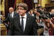  ?? Angel Garcia / Bloomberg ?? Carles Puigdemont, Catalonia’s president, has proposed the regional parliament in Barcelona, Spain, suspend the start of secession so a dialogue could be opened with Madrid.