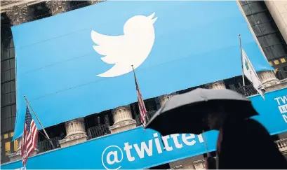  ?? EMMANUEL DUNAND/AFP/GETTY IMAGES ?? Twitter shares took a pounding Friday as a warning of a shrinking user base overshadow­ed news of a third straight quarterly profit.