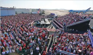  ?? ALEX BRANDON/ASSOCIATED PRESS ?? President Donald Trump speaks at a rally Monday at Tucson Internatio­nal Airport in Arizona.