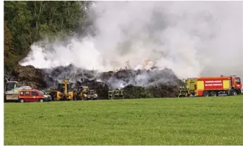  ??  ?? Un impression­ant tas de compost a pris feu